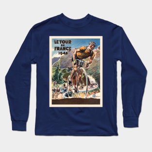 Tour De France Vintage 1948 Bicycle Racing Print Long Sleeve T-Shirt